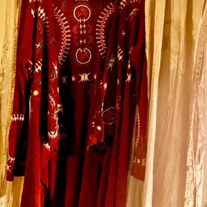 Passport Burgundy long and flowy Embroidered Poncho